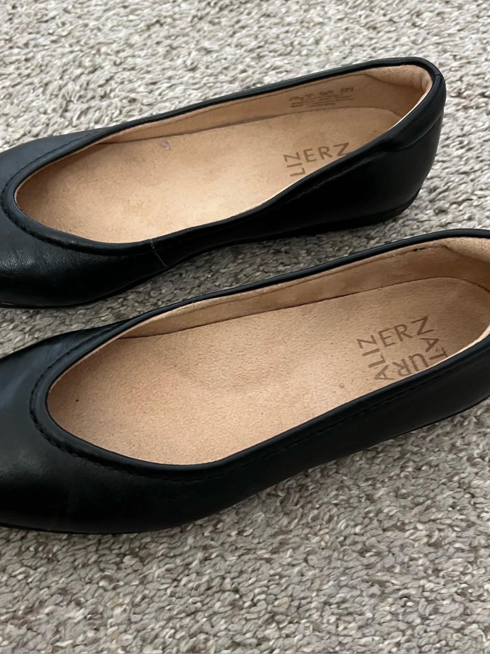 Naturalizer Vivienne Black Leather Rounded Toe Flats Size 6.5 - Picture 3 of 14